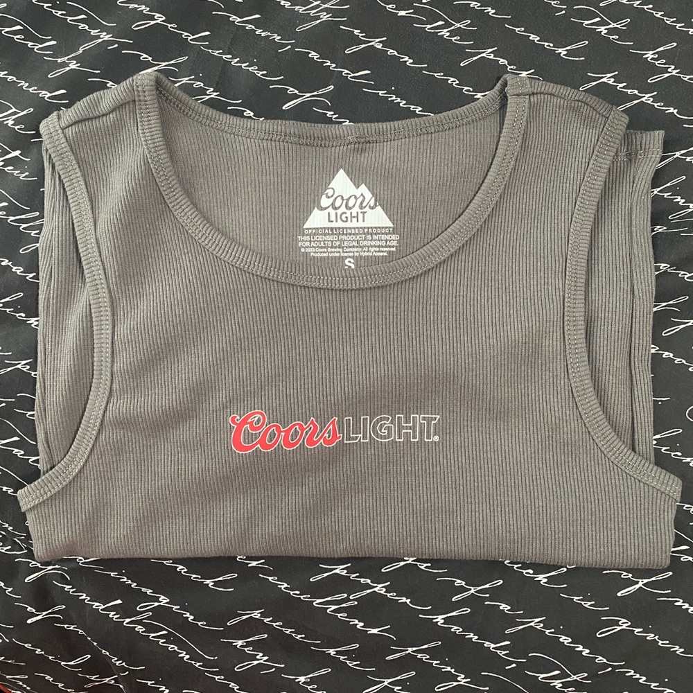 Coors Light Tank Top Ribbed Gray Size Small